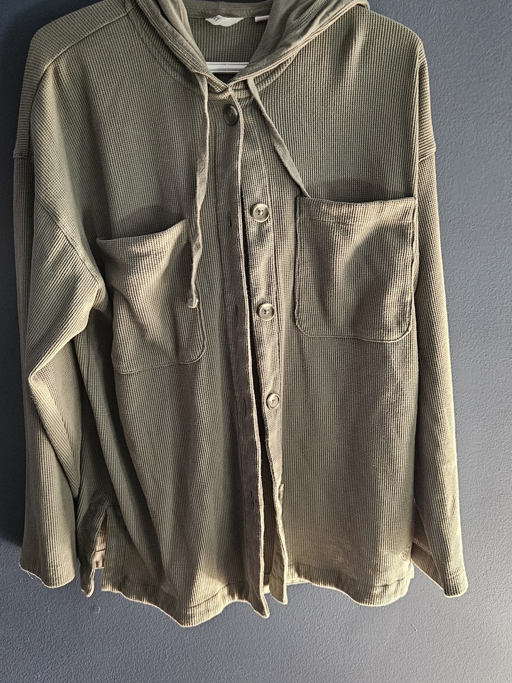 Roxy Olive Green Hooded Button-Up Shirt Jacket